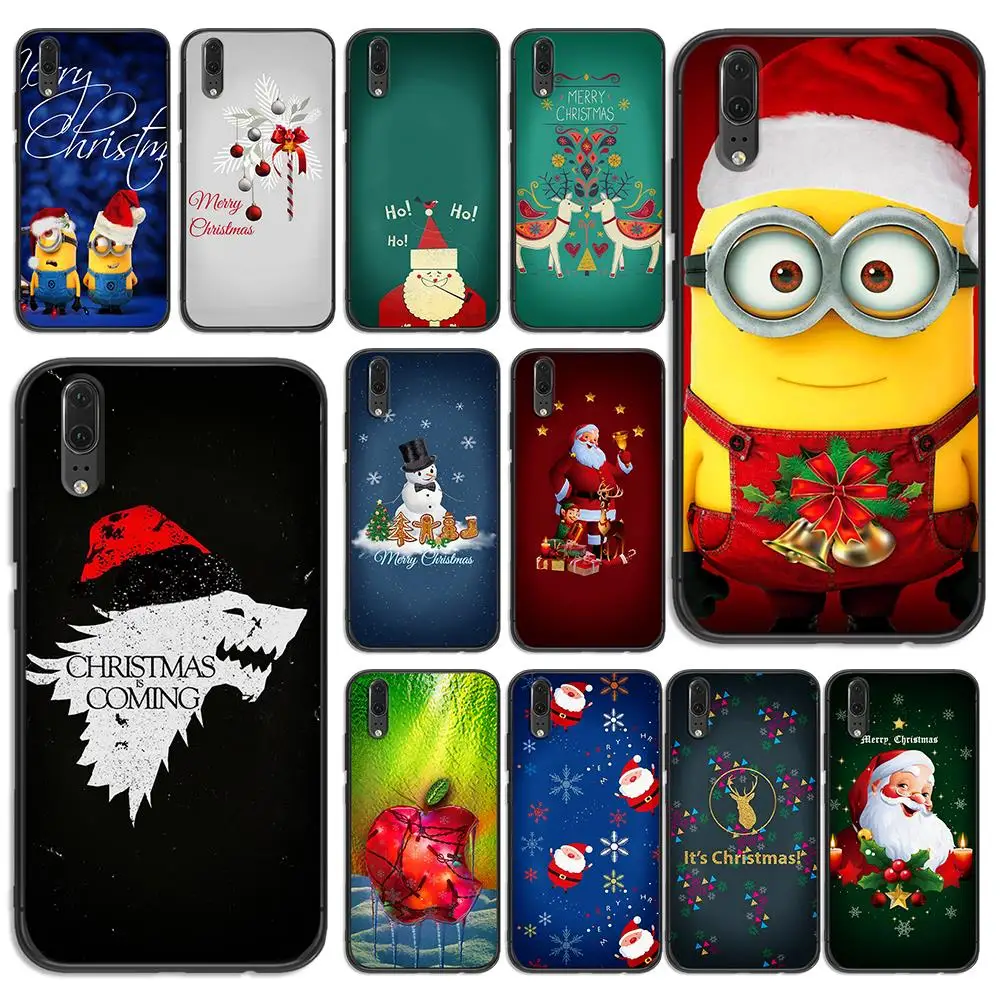 

Christmas Lights For huawei Y6 Y7 Y9 Prime Phone Cover Nova 2i 3 4 3i Lite Mate 10 20 Pro Lite Black silicone Cases