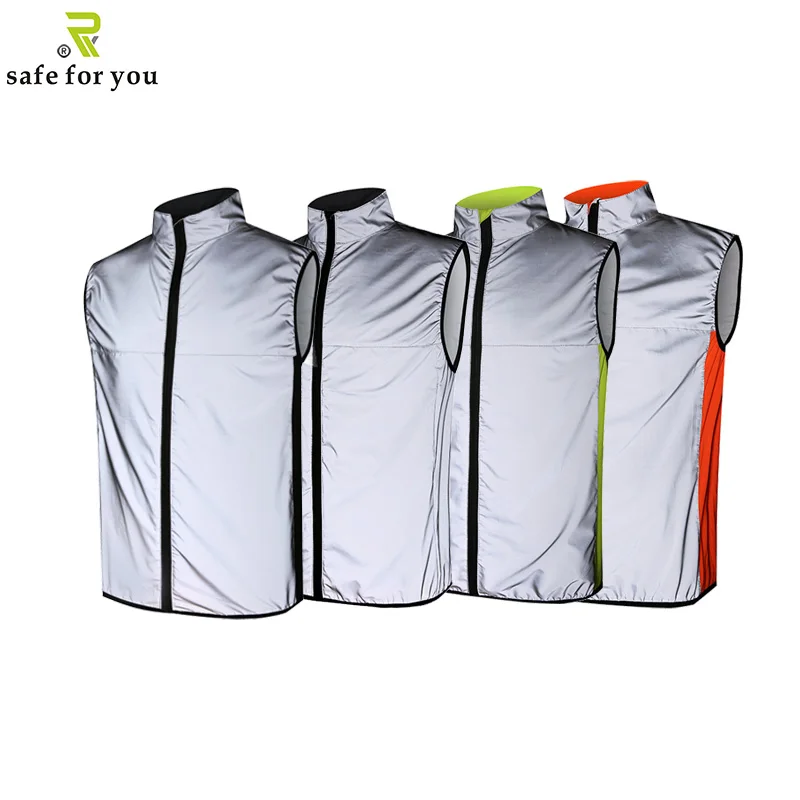 Free shipping full reflective cycling jacket for outdoor safetyin