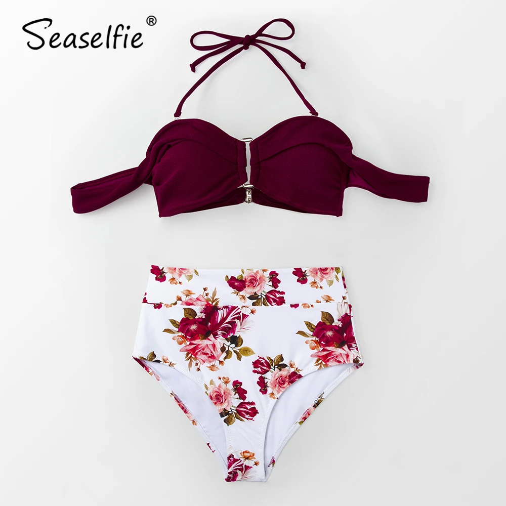 burgundy push up bikini