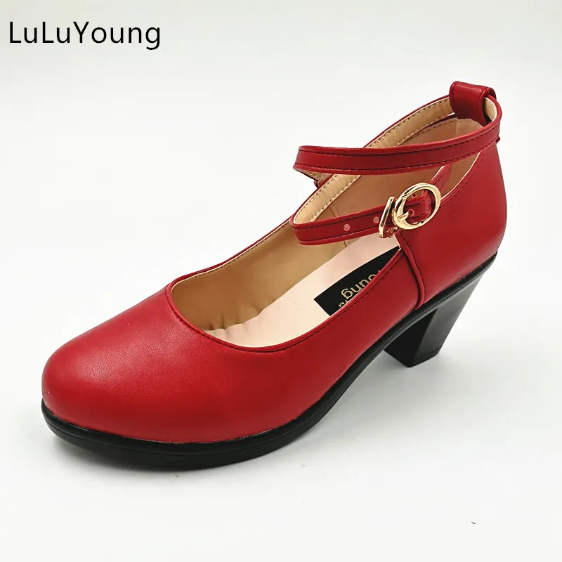 women high heels pumps female OL SOFT COMFORTABLE genuine leather black