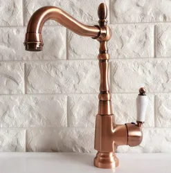 Swivel Spout Water Tap Antique Red Copper Single Handle Single Hole Kitchen Sink & Bathroom Faucet Basin Mixer Tap anf416