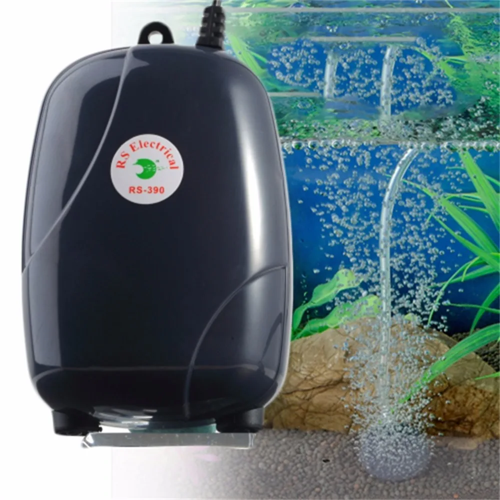 220V 5W Aquarium Double Outlet Ultra Silent Quiet Power Air Pump High
