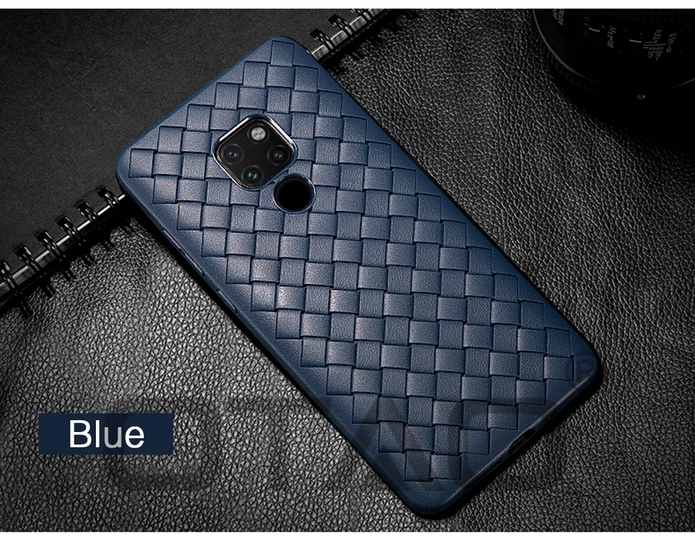 OTAO Heat dissipation Phone Case For Huawei Mate 20 10 Pro 20X P20 P30 9 Ultra Thin Soft TPU Case Woven Grid Leather Cover Coque