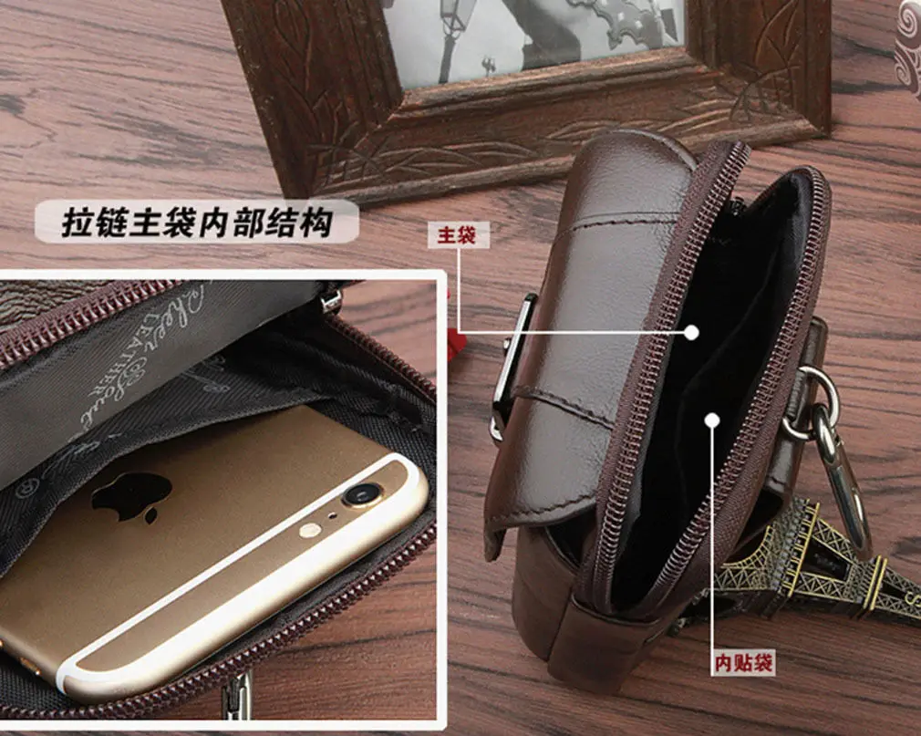 Мужская поясная сумка из натуральной воловьей кожи, известный бренд, поясная сумка для мобильного телефона, чехол для сигарет, кошелек для монет