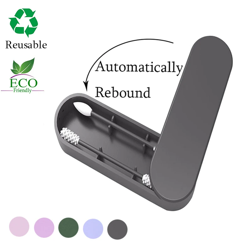 

2Pcs Reusable Cotton Swab Ear Cleansing Cosmetic Silicone Buds Swabs Sticks For Cleaning Makeup Touch-Ups Double-headed