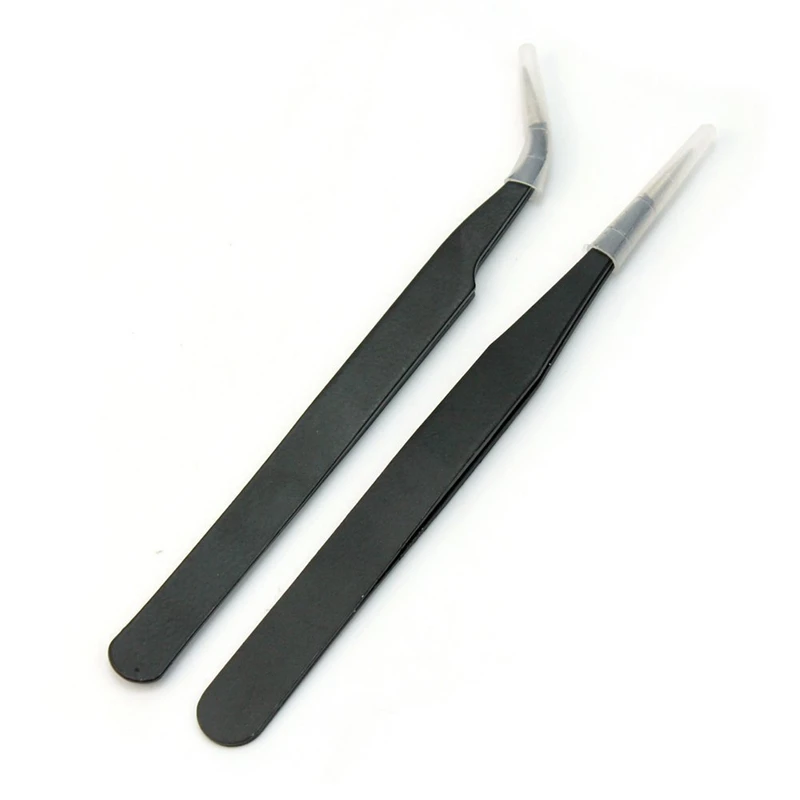 Nail Art Стразы для наращивания ресниц прямой и изогнутый Пинцет Набор инструментов-черный