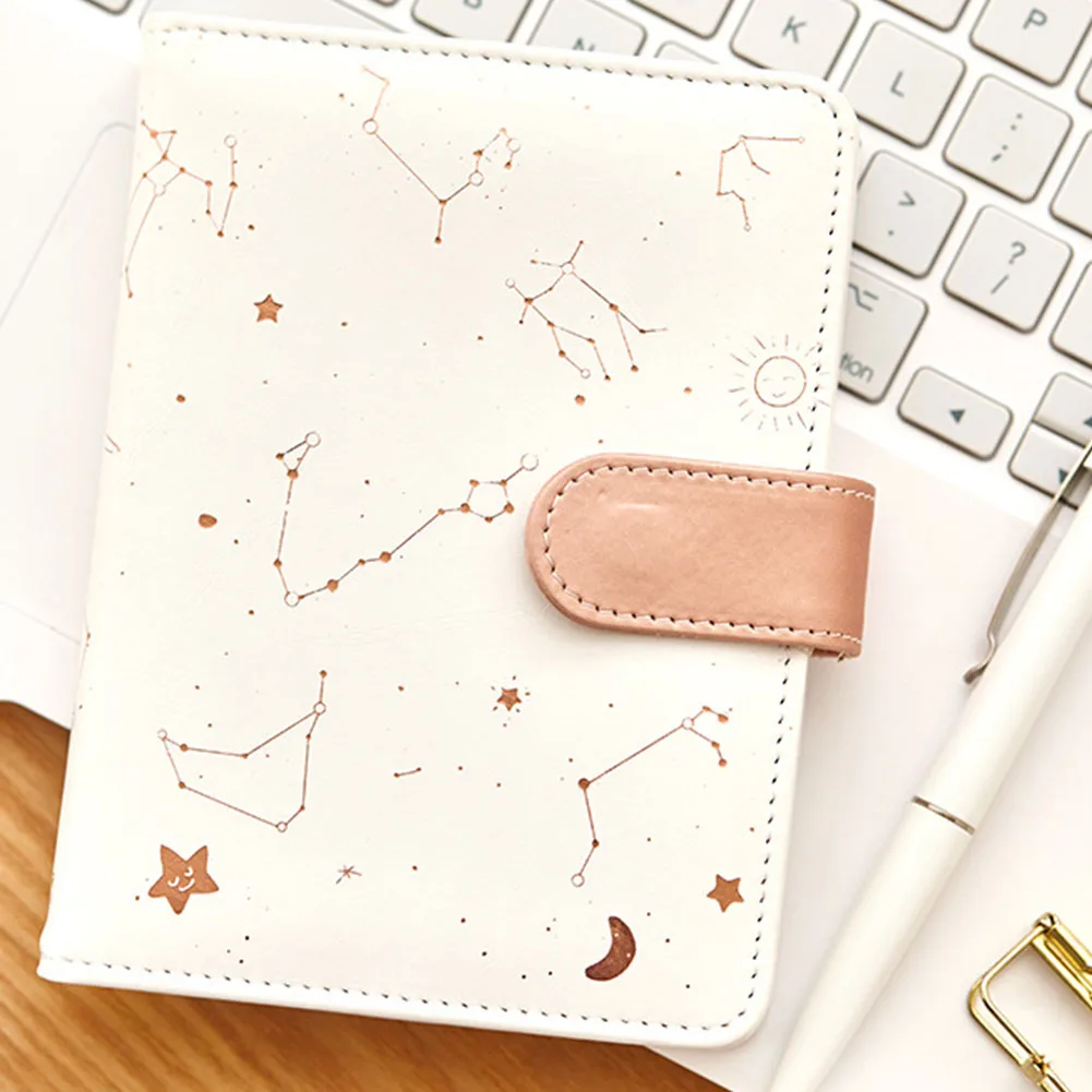 

Note Book Agenda Scheduler Office Gift Pocket Size Portable Button PU Cover Monthly Planner Doodle Vocabulary DIY Journals