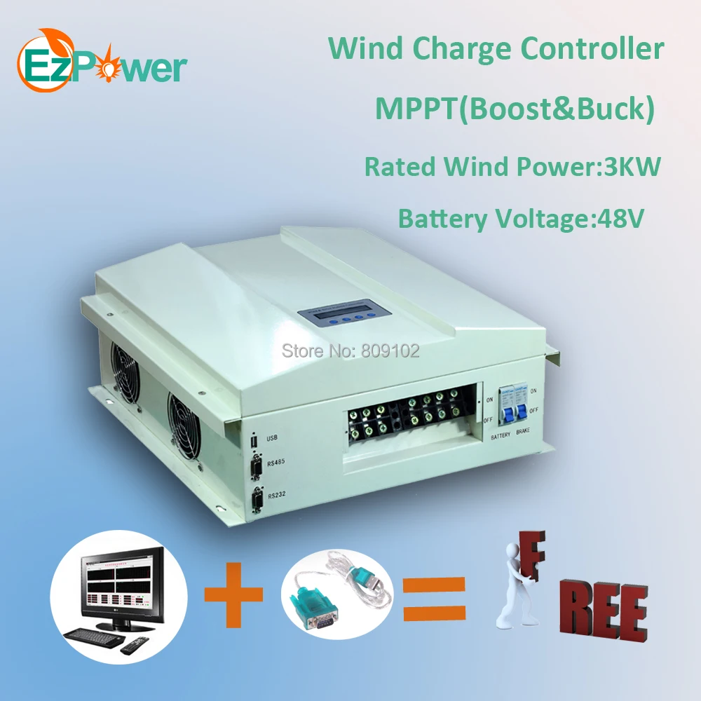 3KW 48V high quality MPPT wind charge controller(Boost & Buck) RS communication LCD display | Обустройство дома