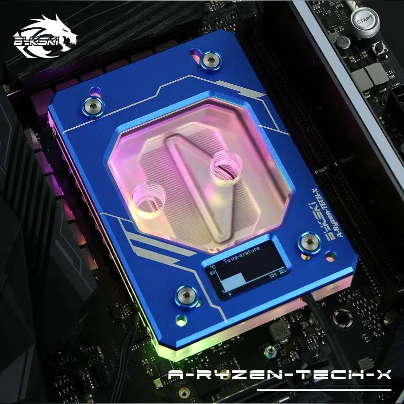 Bykski cpu водоблок для AMD AM3/AM4+ X399 цифровой дисплей термометр RGB(12 В)/RBW(5 В)/NoLED охладитель воды жидкостного охлаждения - Цвет лезвия: Blue