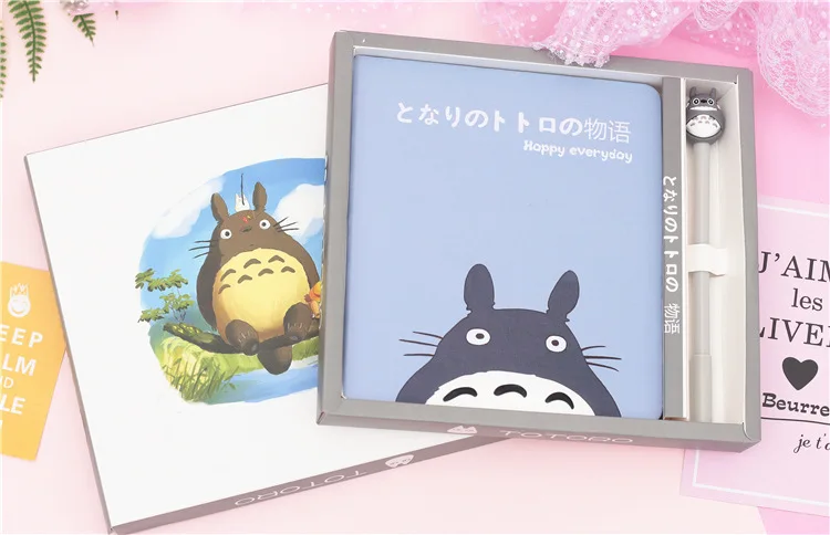 1 Набор креативных студенческих подарков Kawaii японский мультяшный блокнот totoro путешествие/путешествия девушка Тайный Дневник Книга с милой ручкой