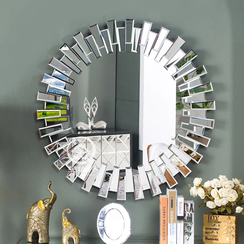 Современное круглое настенное зеркало косметическое стекло консоль зеркало венецианское зеркало настенное декоративное зеркальное художественное настенное зеркало