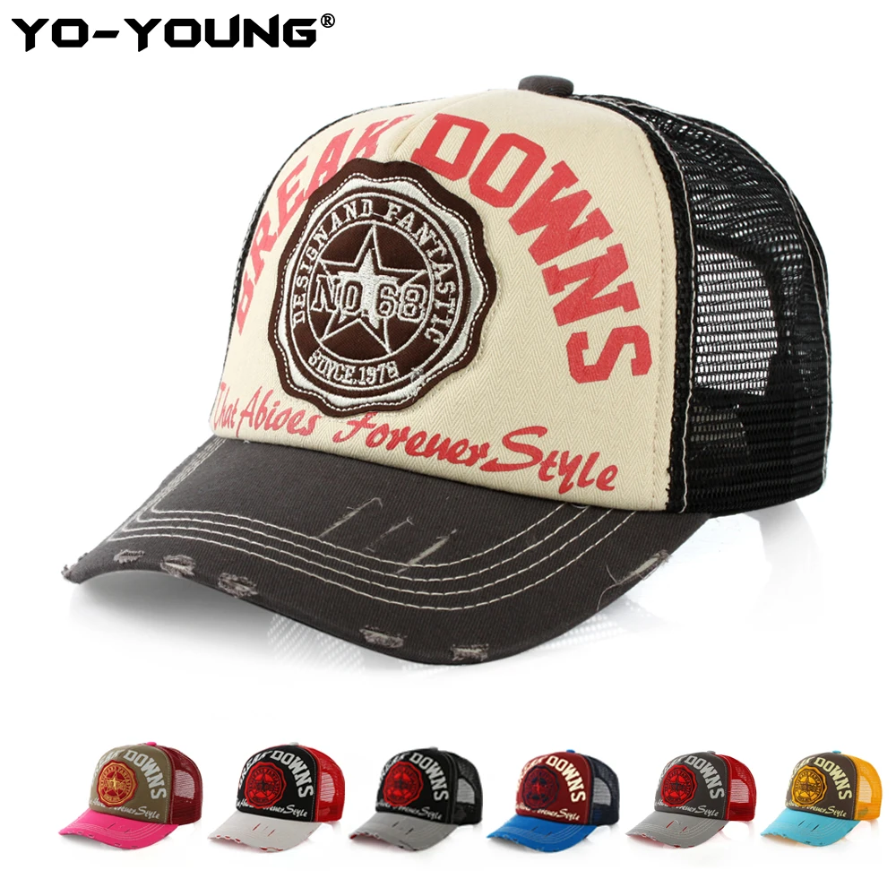 

Yo-Young Men Baseball Cap Snapback Vintage Baseball Caps Breathable High Quality Summer& Autumn Streetwear Unisex Mesh Cap Hats