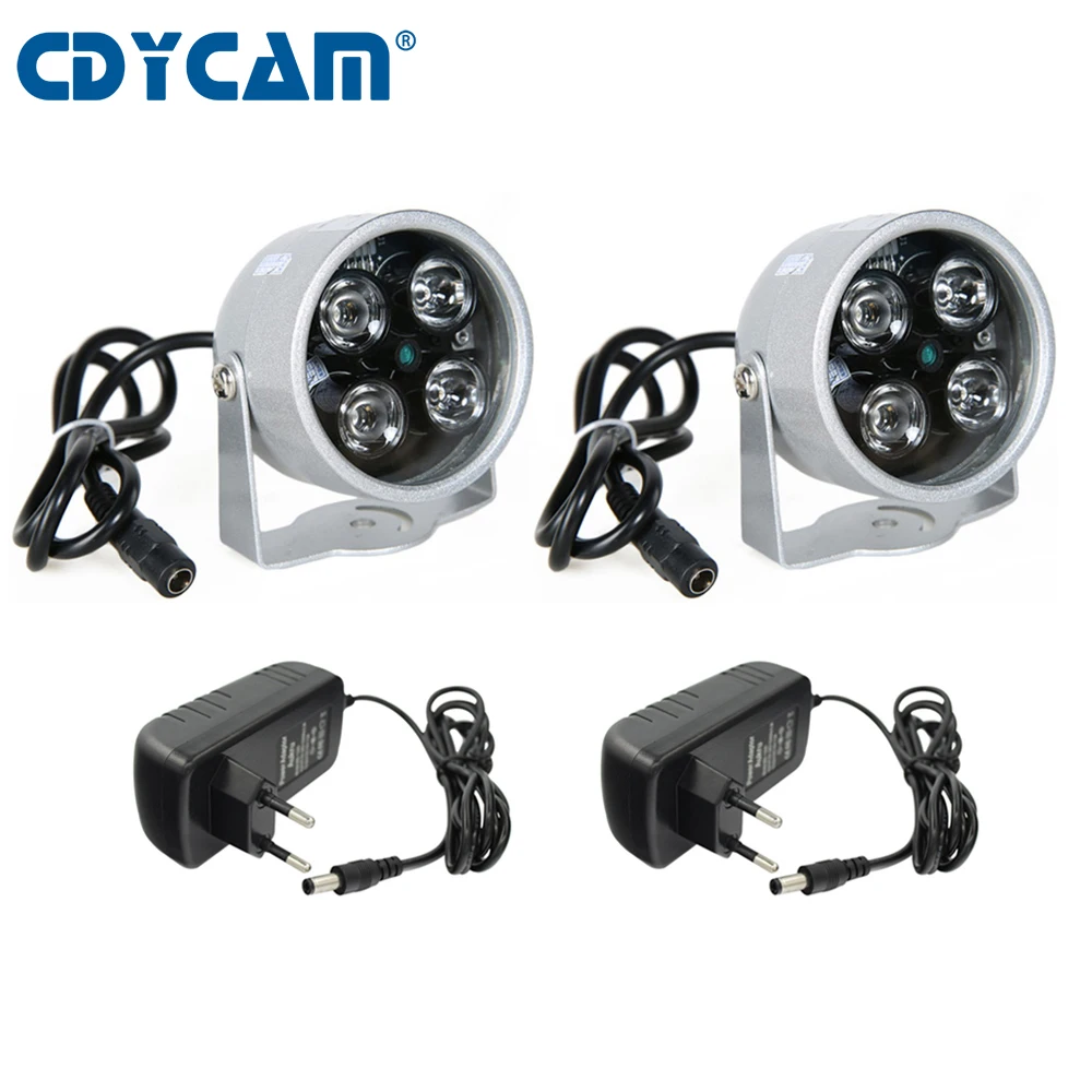 

CDYCAM 2pcs CCTV LEDS 4 array IR led illuminator Light IR Infrared waterproof Night Vision CCTV Fill Light For CCTV Camera 12V2A