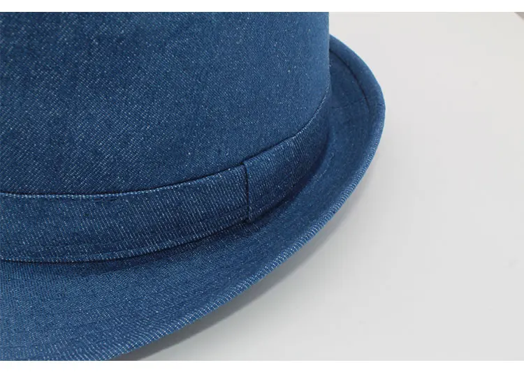 Women Men's Classic  Structured Gangster Trilby Fedora Hat mens panama men fedora hat denim (14)