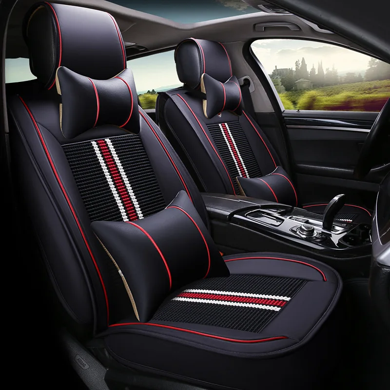 Juego de 5 fundas de asiento para coche, cubiertas de asiento de seda