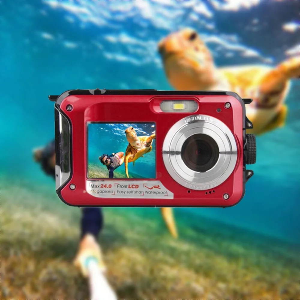 Водонепроницаемый подводный цифровой Камера 24MP 1080 P двойной стрелять цифрового видео Регистраторы Камера s Экран точка #275704