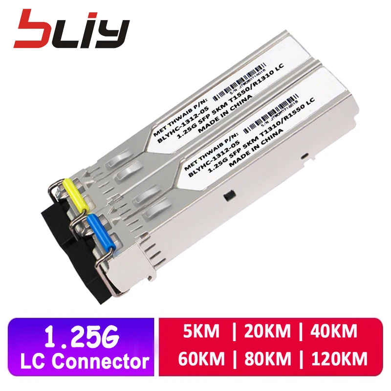 1000 Мбит/с mini gbic LC коннектор sfp модули 5 км/20 км/40 км/60 км/80 км/120 км BiDi WDM оптический