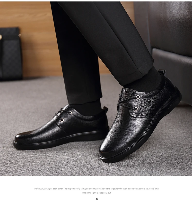 2018 New Men's Genuine Leather Shoes Black Soft Man Dress Shoes Brand Spring Soft Office Man Cowhide Shoes