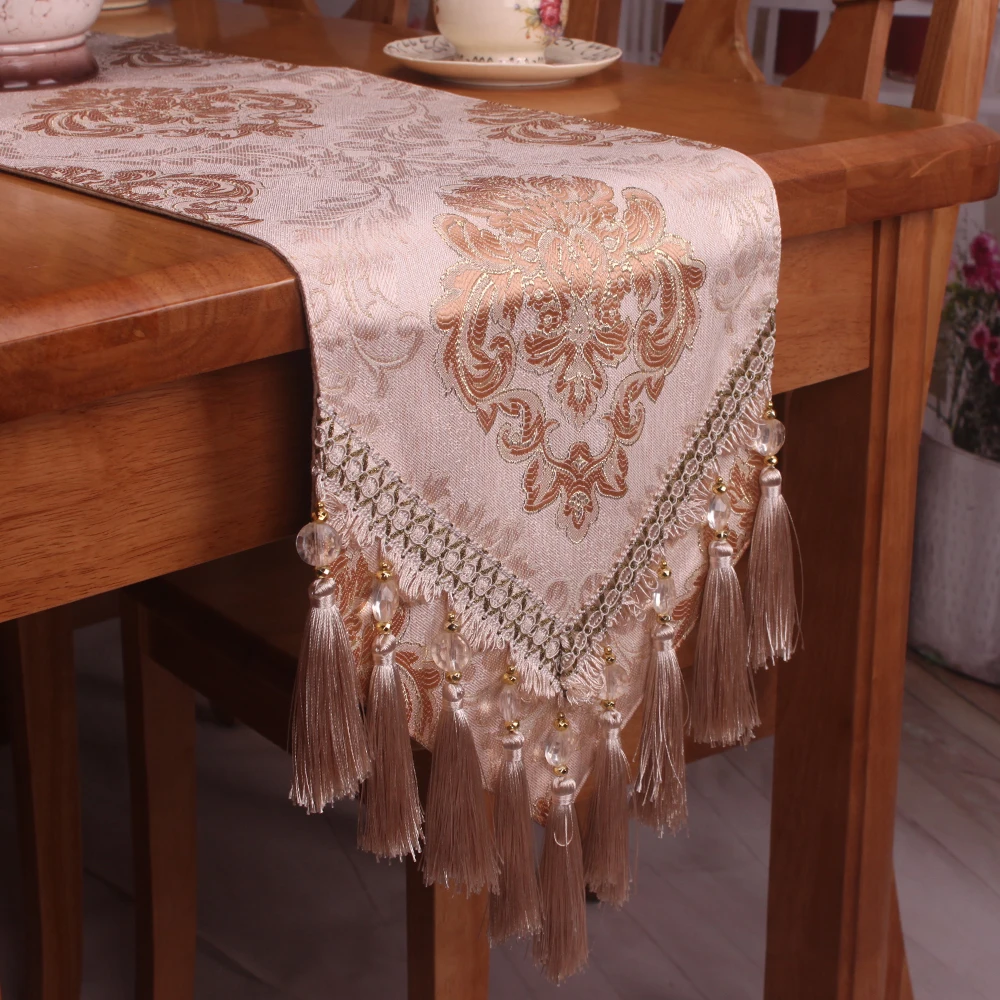 Handmade Elegant Light Brown Table Runner for Formal Occasions