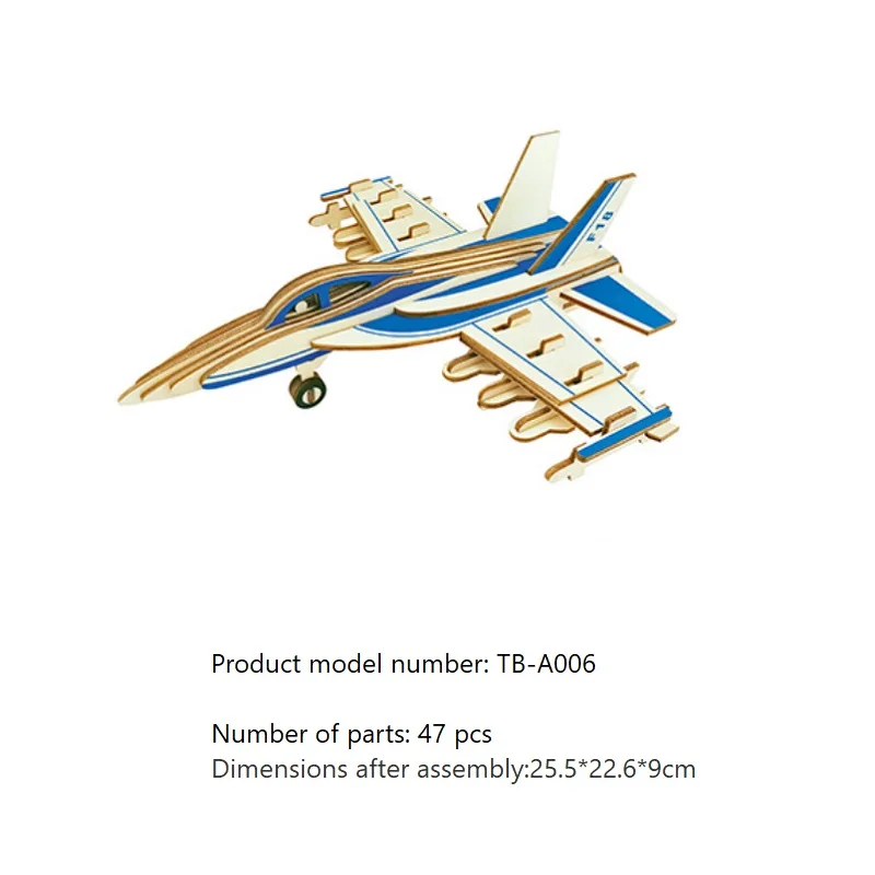 

3D Puzzles Wooden WARPLANE A006 Kids Educational Learning Toys Art Crafts DIY Color Jigsaw Brain Teaser Boys Girls Games Gift