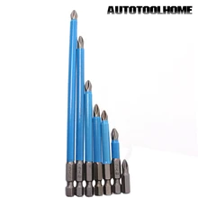AUTOTOOLHOME 1/" Hex 7 шт. PH2 противоскользящая электрическая отвертка Набор бит односторонние наконечники 25 мм 50 мм 65 мм 70 мм 90 мм 127 мм 150 мм
