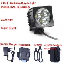 5000LM на велосипеде свет XM-L 3 х T6 светодио дный велосипед передний свет фара фары+ Батарея обновления и Зарядное устройство