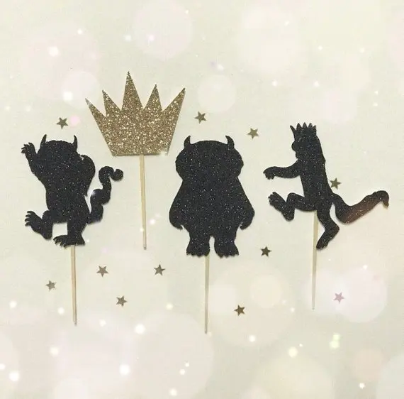

glitter Where the Wild Things Are Birthday cupcake toppers, Baby Shower, Gender Neutral Shower cupcake toppers decors