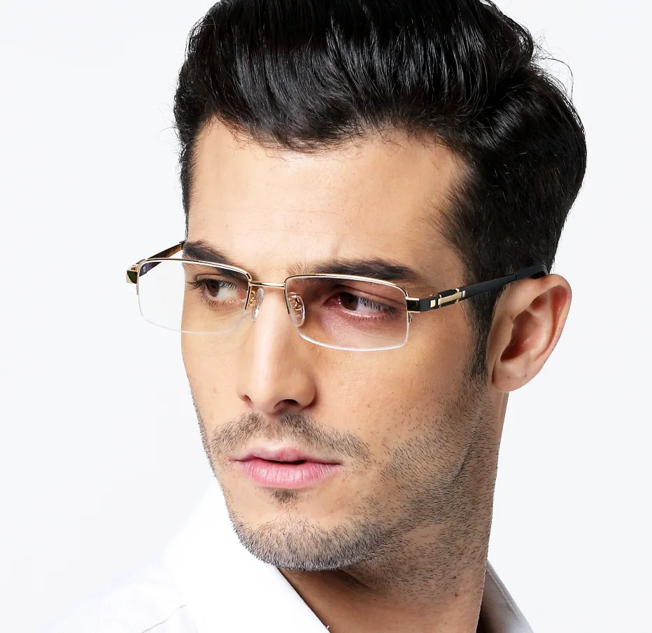Высокое качество, титановые очки, оправа, Мужские квадратные полуоправы, серебристые, золотые, черные, оружейные очки, Gafas, близорукость, oculos de grau masculino