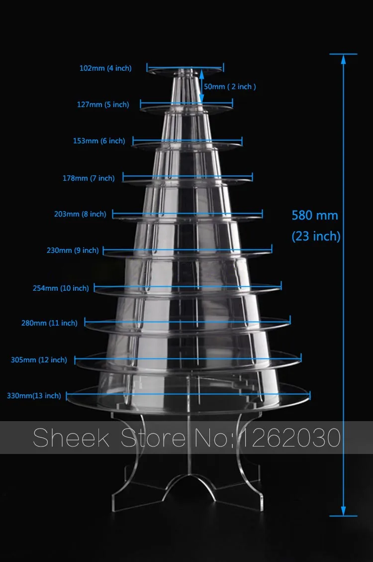 Стиль может комбинация 10 слой прозрачный акриловый башня Макарон Дисплей стоять или десерт на вечеринку, свадьбу Дисплей