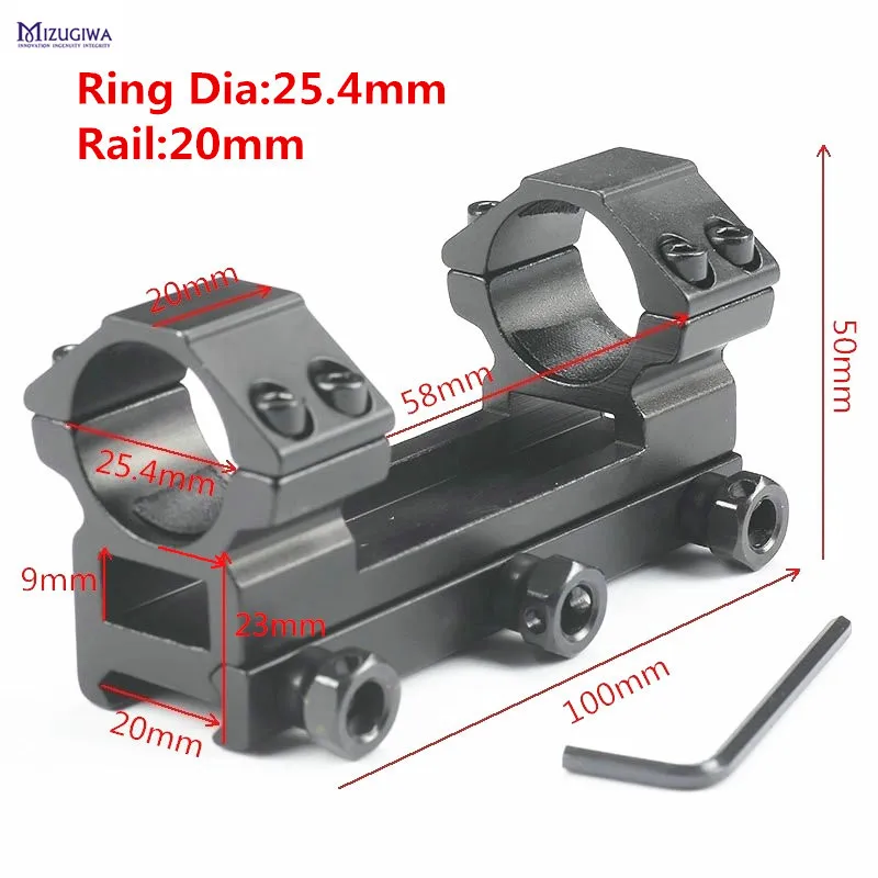 MIZUGIWA сверхмощный цельный плоский верх 25,4 мм прицел крепление двойные кольца Picatiiny кольцо ласточкин хвост адаптер 20 мм Вивер