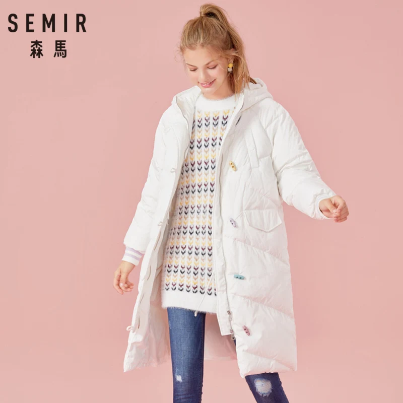 SEMIR женское стеганое пуховое пальто с капюшоном на молнии открытым карманом