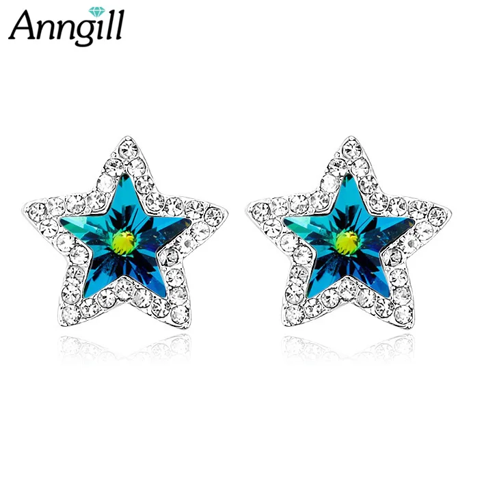 

ANNGILL 100% Crystals from Swarovsk Earrings Sparkling Star Stud Earring for Women Wedding Party New Fine Jewelry Gift