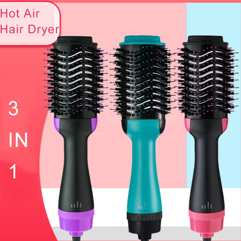 Dropshipping Negative Ion Hair Straightener Brush Hot Air Hair Blow Dryer One Step Fast Straighteni