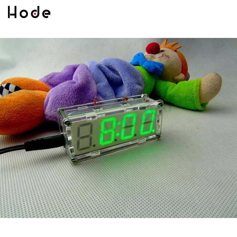 Красный/синий/зеленый светодиодный электронный термометр времени микроконтроллер цифровые часы DIY Kit - Цвет: Зеленый