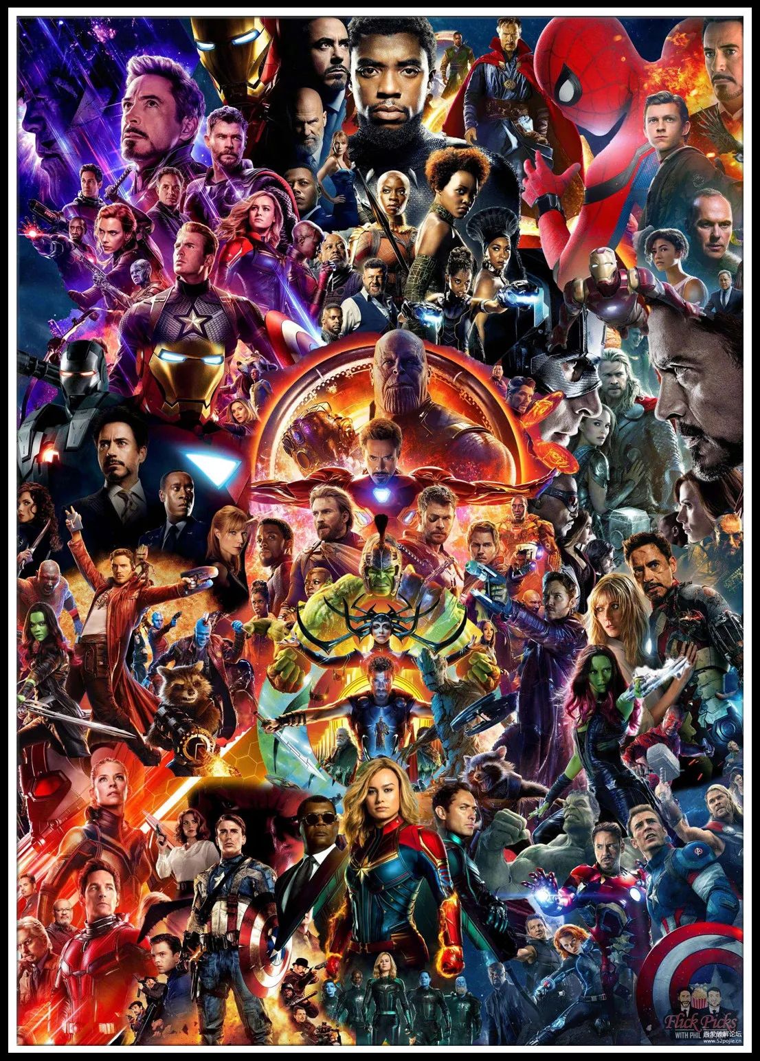 

Hot Posters and Prints Marvel Cinematic Universe COLLAGE Avengers Art Poster marvel End Game Wall Picture White Paper Painting