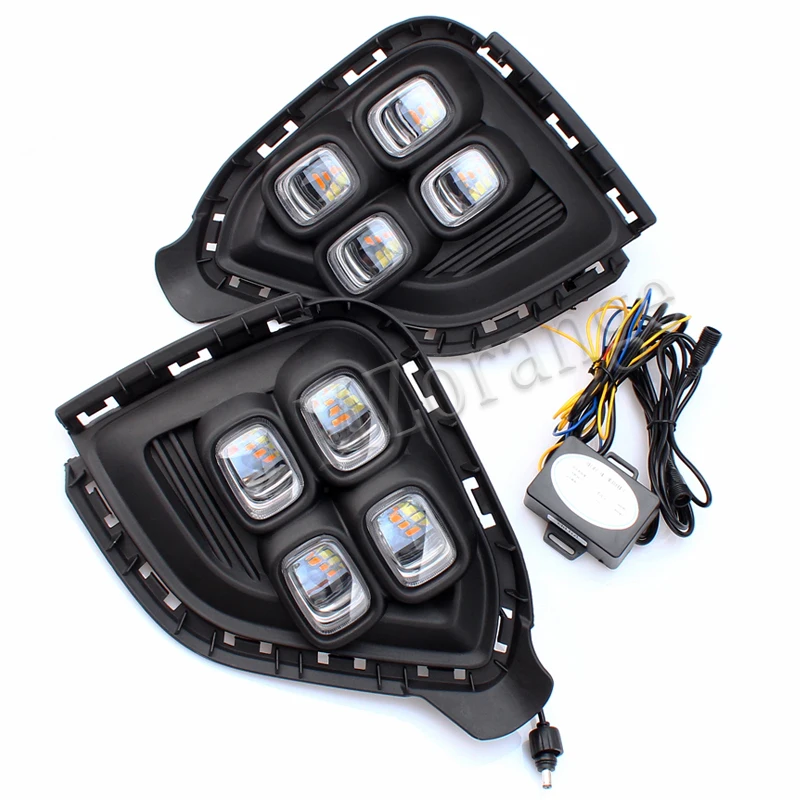 

For Hyundai Creta IX25 2017 2018 DRL LED Daytime Running Light South American version fog DRL with yellow turning signal lamp