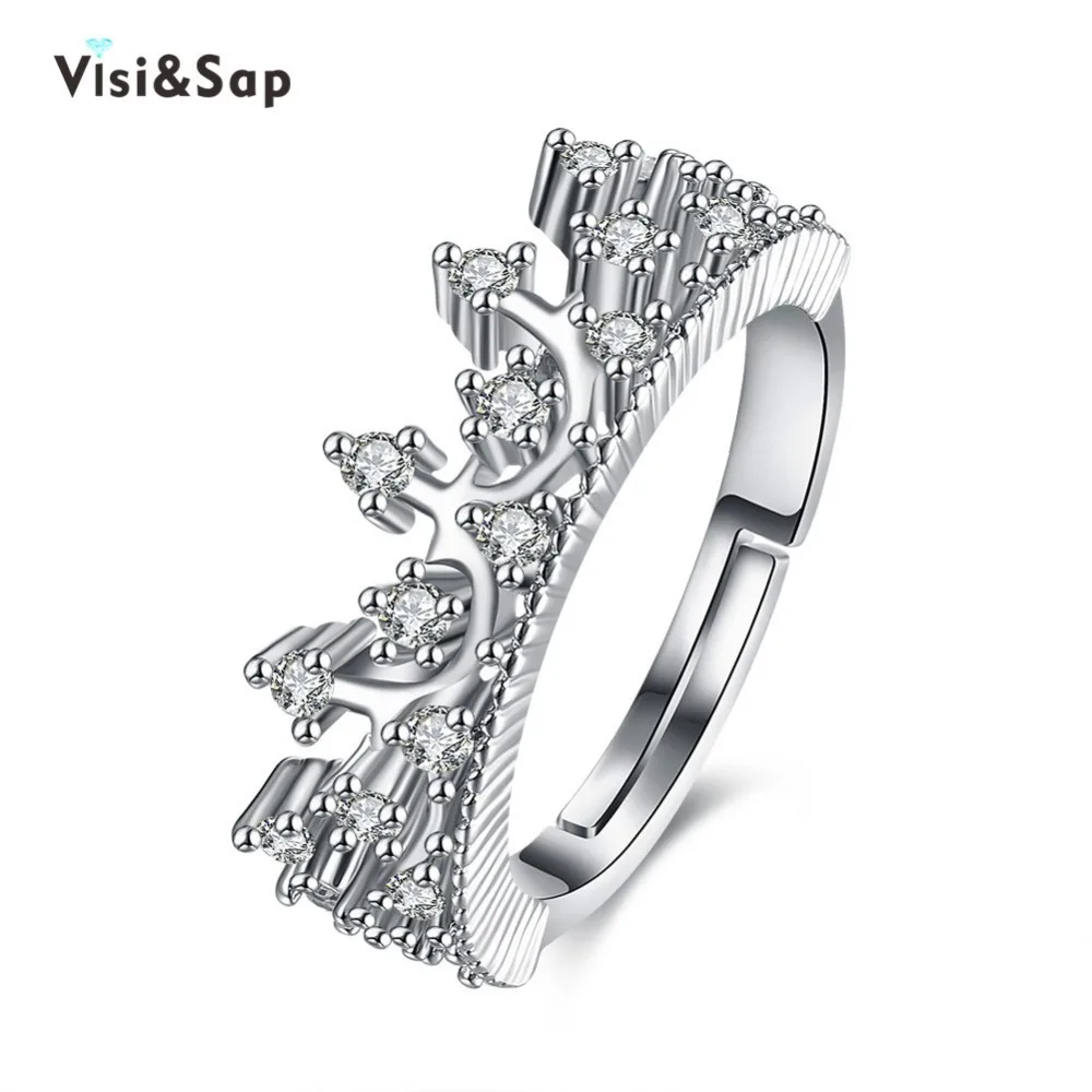 cheap Visisap Palace King amp; Queen Crown Acceorises Open Rings For Women Men Valentine #039;s Gifts Fashion Jewelry DropShipping VLKR947