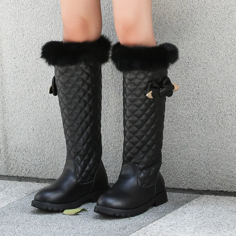 Детские зимние ботинки из натуральной кожи для девочек; Плюшевые ботинки на платформе; детские ботинки на резиновой подошве; зимняя водонепроницаемая обувь из хлопка