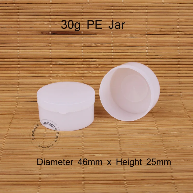 30pcs/Lot Promotion 30g Plastic PE Cream Jar Empty 30ml Women Cosmetic Vial Sample Pot White Cap Small Refillable | Красота и