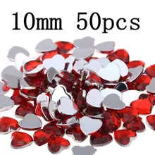 10 мм50 шт, Рукоделие, сделай сам, сердце, драгоценные камни, блестящие плоские грани, нормальные цвета, акриловые стразы, стразы, наклейки для ногтей
