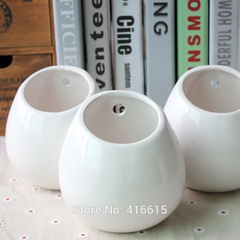 Белый керамический домашний декор креативные Висячие клумбы необычные вазы Цветочные кассеты для рассады подвесные горшки с отверстием настенной плантатор