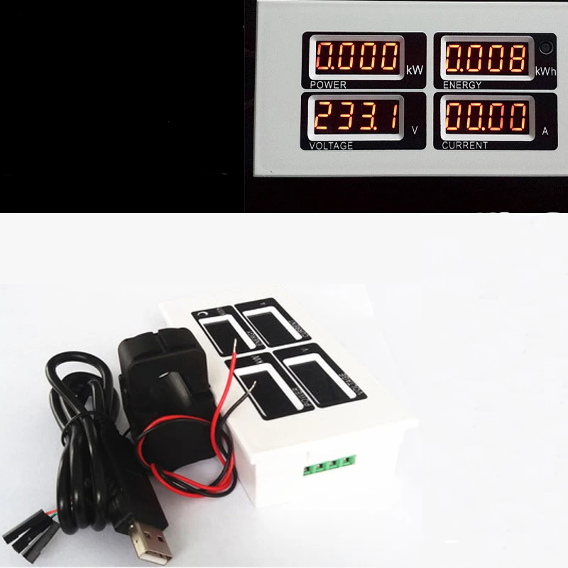 

AC 80v-260V Digital 0~100A Watt Power Meter Volt Amp Ammeter Voltmeter & Split-Core CT & USB Cable Connect Software