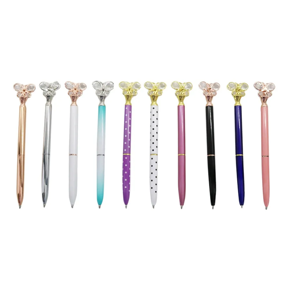 

1 Pcs Crystal Butterfly Ballpoint Pen 0.7mm Bullet Tip Metal Ball Pen Student Office Stationery Writing Pen Black Refill