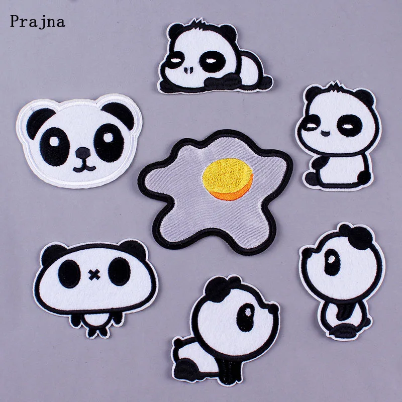 

Prajna Panda Embroidered Patches for Clothing Cartoon Iron on Patch to Cloth Watermelon Sushi Stickers Badge Garment Accessory F