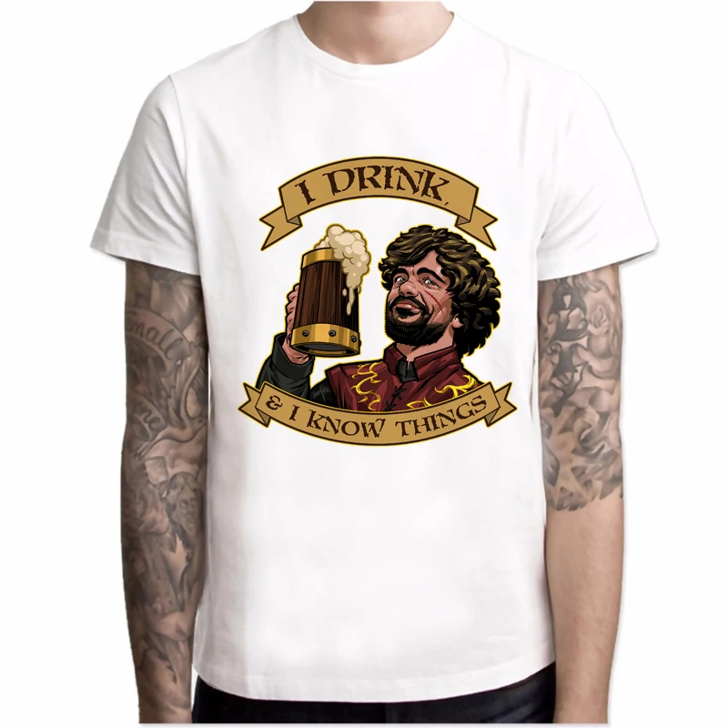 Я пью и я знаю вещи Футболка мужская Tyrion Lannister Мужская футболка с коротким рукавом