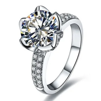 

Wholesale Test Positive Moissanite Test Real 3CT Moissanite Diamond Ring Lotus Engagement Women Prongs Sterling Silver Ring