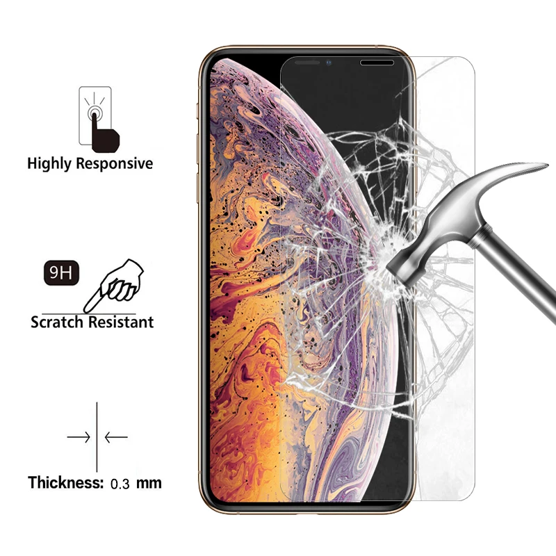 Закаленное стекло для iphone XS max XR 6 7 5 s se 6s 8 plus Защитное x защита экрана на 6S|Защитные стёкла и плёнки| |