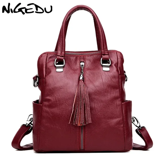 Nigedu Fashion Tassel Women Handbags Female School Shoulder Bags Nigedu Fashion Tassel Women Handbags Female School Shoulder Bags Travel Back Pack Large Capacity Lady Handbag