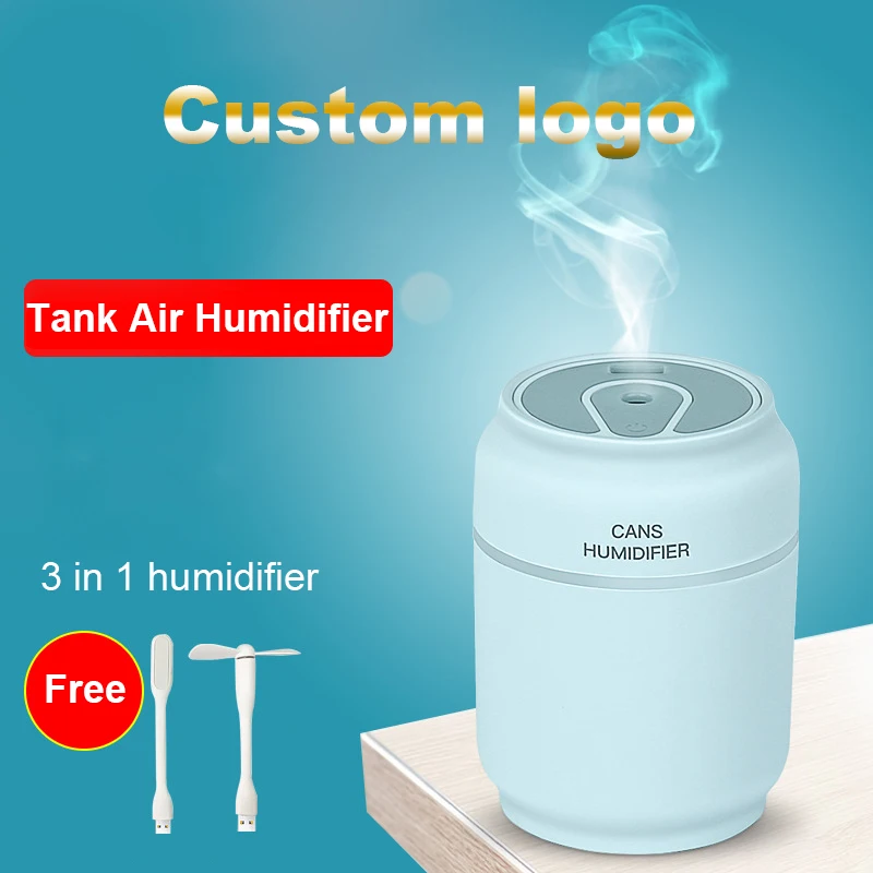 

Custom Logo Home USB Ultrasonic Air Diffuser Aroma Oil Aromatherapy Humidifiers Car Cool Mist with Fan LED Lamp Fogger