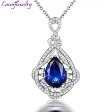 Loverjewelry натуральный Подвеска из танзанита с настоящими бриллиантами в 585/белое золото 14 карат груша огранка драгоценного камня для продажи WP073